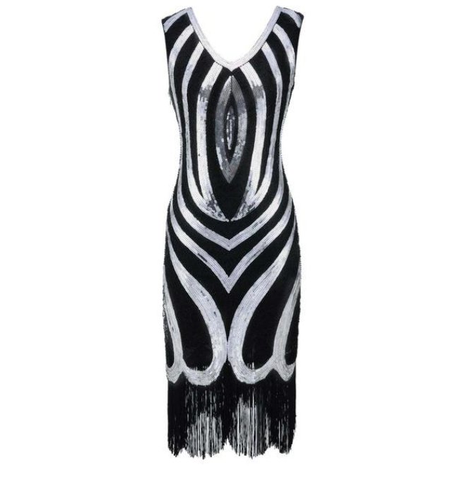 Vintage 20-Luvun Musta Helmimekko