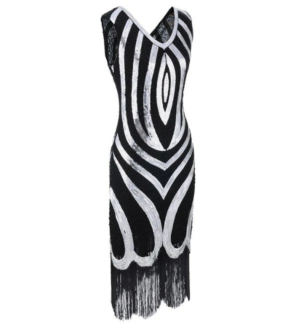 Vintage 20-Luvun Musta Helmimekko