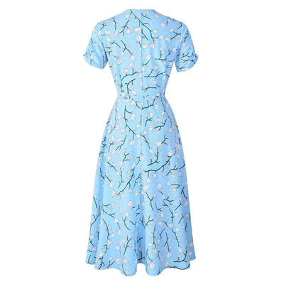 Vintage 40-Luvun Sininen Kukkamekko