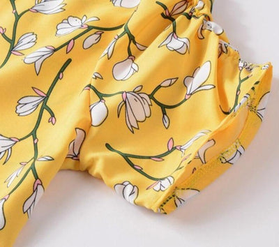 Vintage 40-Luvun Keltainen Kukkamekko
