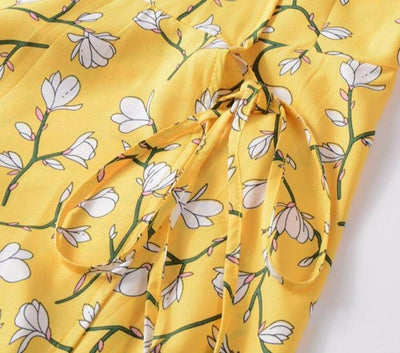 Vintage 40-Luvun Keltainen Kukkamekko