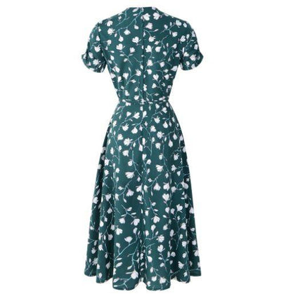 Vintage 40-Luvun Vihreä Kukkamekko