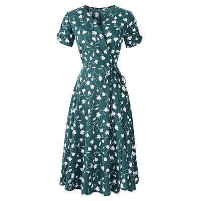 Vintage 40-Luvun Vihreä Kukkamekko