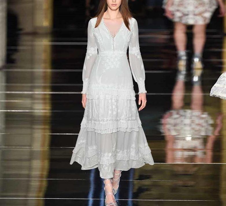 Vintage 40-Luvun Valkoinen Lyhtymekko