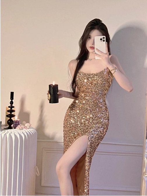 Vintage 40-Luvun Bodycon-Mekko, Khaki