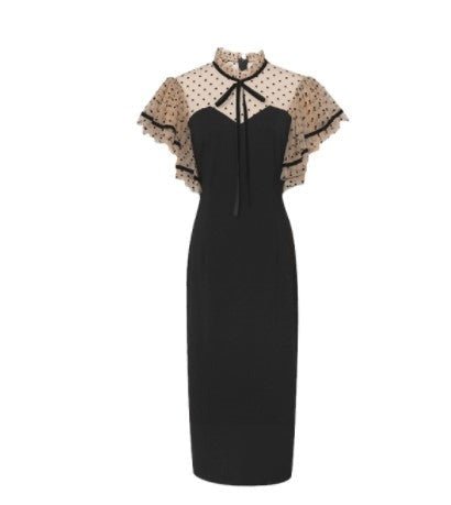 Vintage 40-Luvun Musta Korkeavyötäröinen Mekko