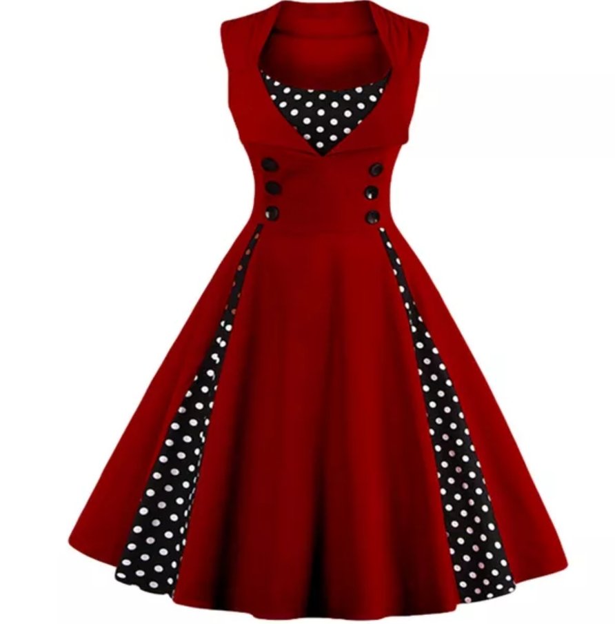 Vintage 60s Plus Size -Mekko, Viininpunainen