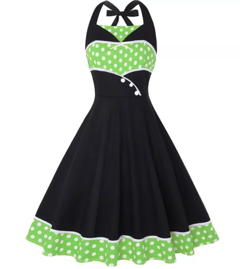 Vintage 60-Luvun Mekko Plus-Koon Vihreä