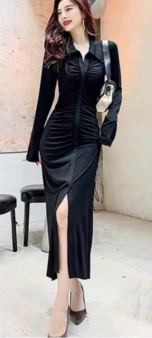 Vintage Syksyn Talvinen Musta Mekko