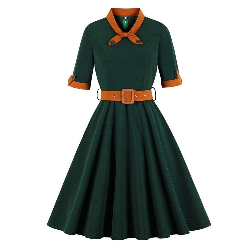 Vintage Syksyn Vihreä Mekko