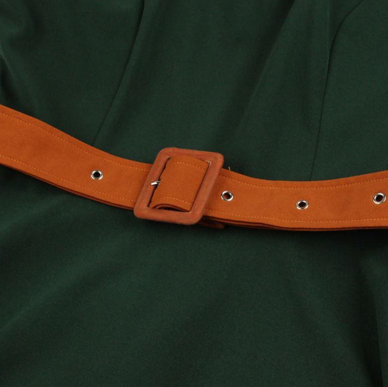 Vintage Syksyn Vihreä Mekko