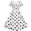 Valkoinen Vintage Mekko Mustilla Pilkuilla
