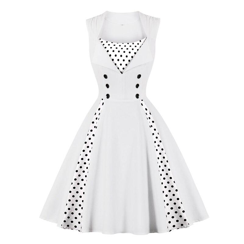 Vintage Valkoinen Rockabilly-Mekko
