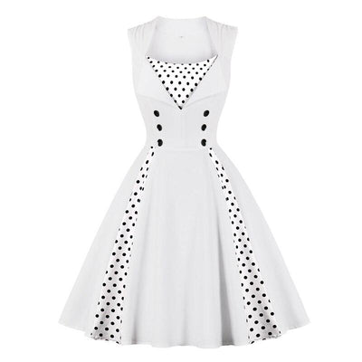 Vintage Valkoinen Rockabilly-Mekko