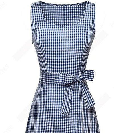 Vintage Sininen Ruutumekko