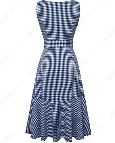 Vintage Sininen Ruutumekko
