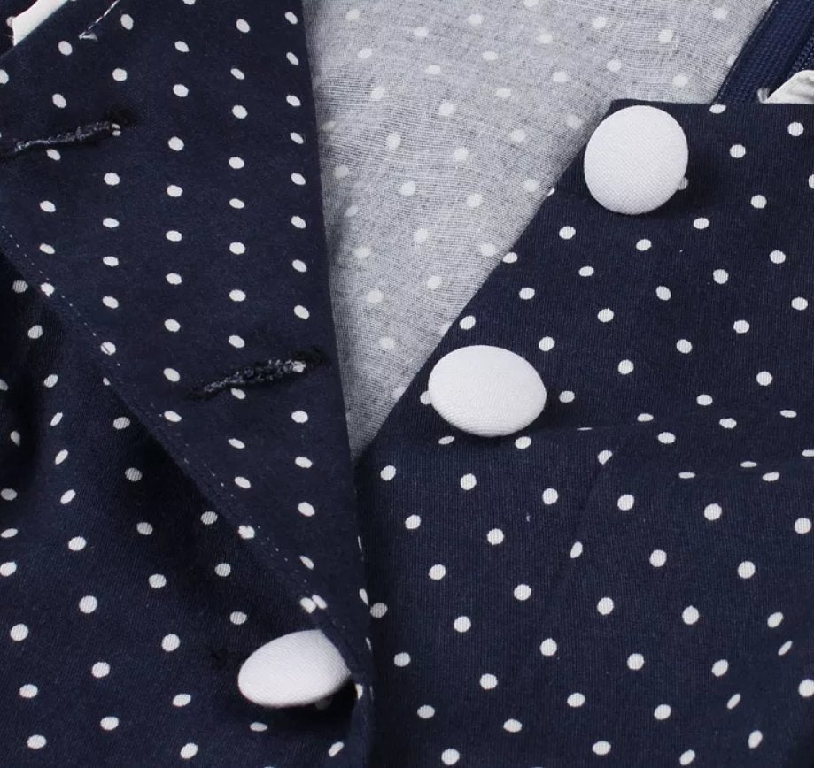 Vintage Sininen Pitsinen Kaulusmekko