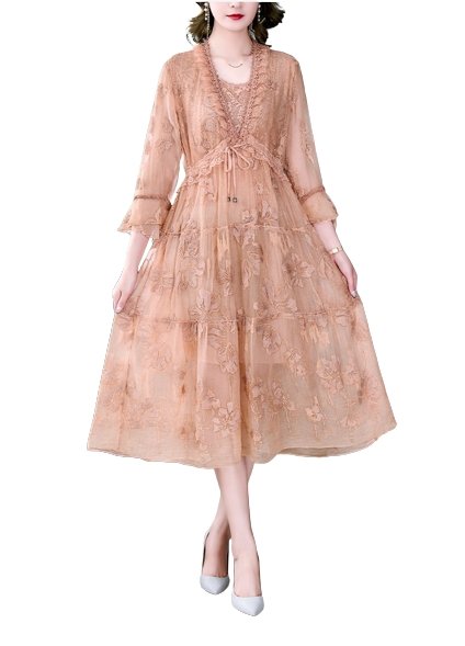 Vintage Kukkakirjontamekko