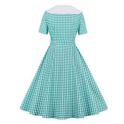 Vintage Turkoosi Ruutumekko