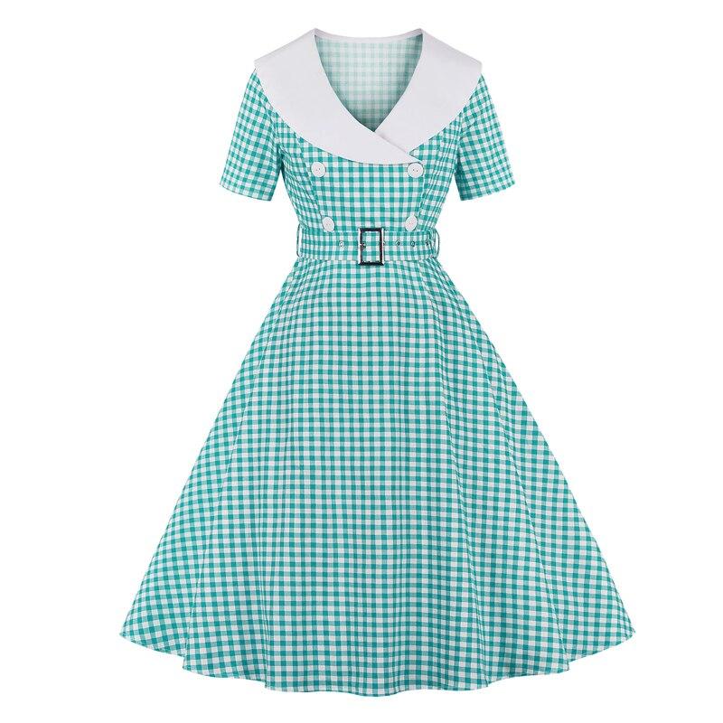 Vintage Turkoosi Ruutumekko