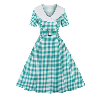 Vintage Turkoosi Ruutumekko
