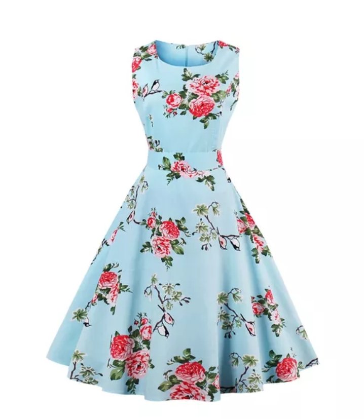 Vintage Tyylikäs Retro Kaunis Roses Mekko