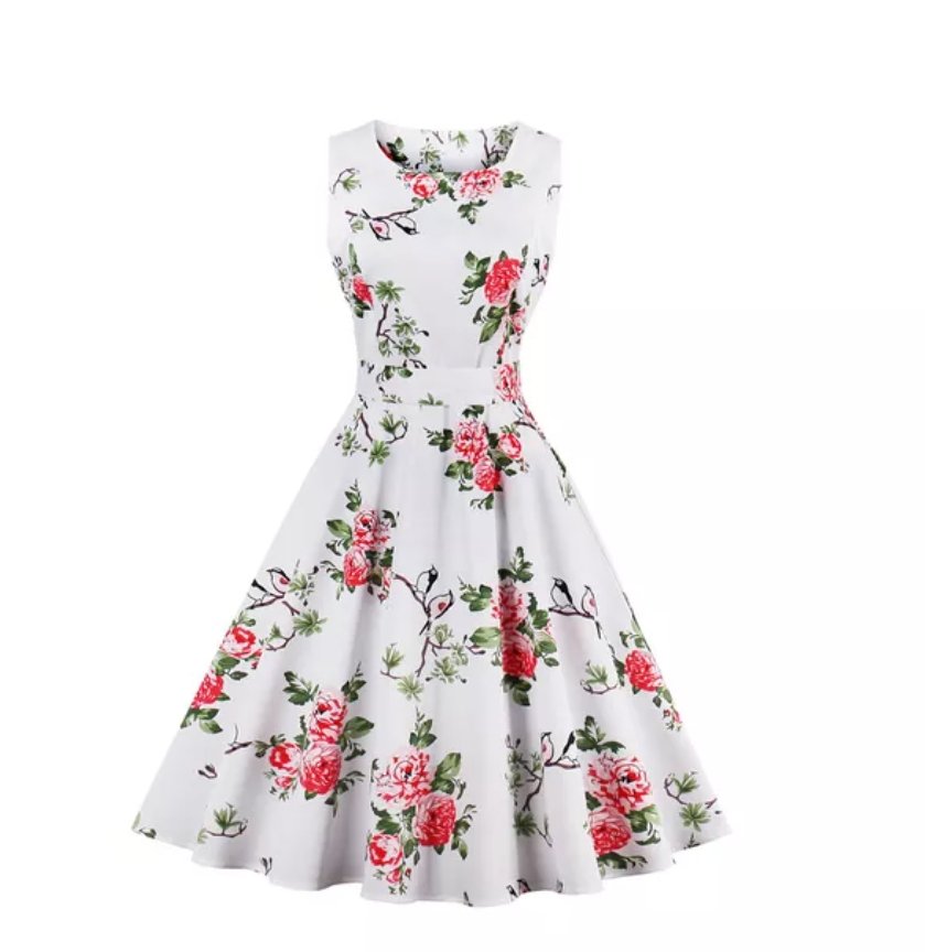 Vintage Tyylikäs Retro Avoin Kukkamekko