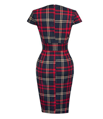 Vintage Neliömäinen Ruutumekko