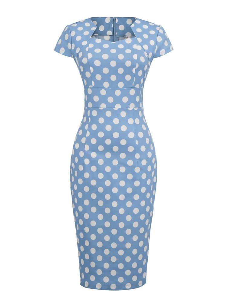 Vintage Neliömäinen Pilkkumekko