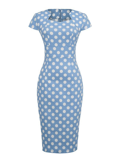 Vintage Neliömäinen Pilkkumekko