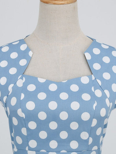 Vintage Neliömäinen Pilkkumekko