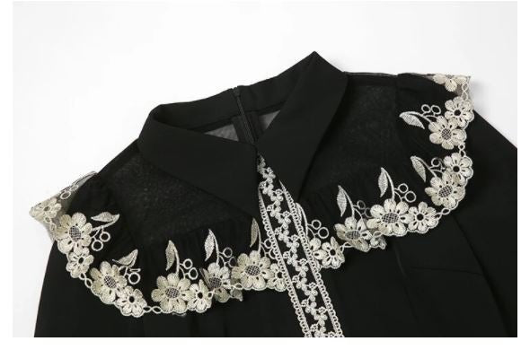 Vintage Musta Peter Pan -Kaulusmekko