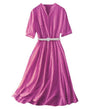 Vintage V-Kaula-Aukkoinen Mekko Fuschia