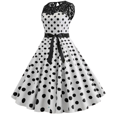 Vintage Valkoinen Pitsinen Pilkkumekko