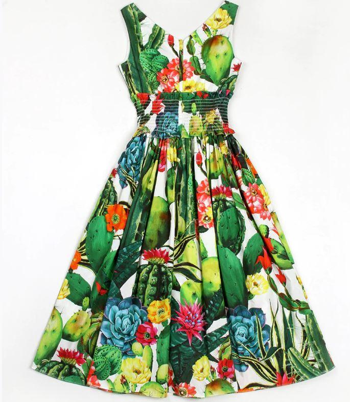 Naisten Vintage Puuvillamekko