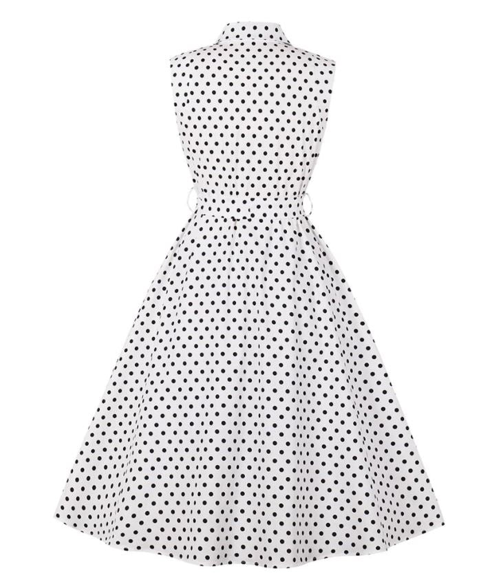 Vintage Mustavalkoinen Naisten Mekko