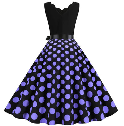 Naisten Vintage Mekko, Violetti Pilkku