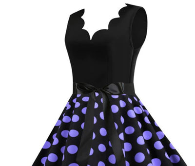 Naisten Vintage Mekko, Violetti Pilkku