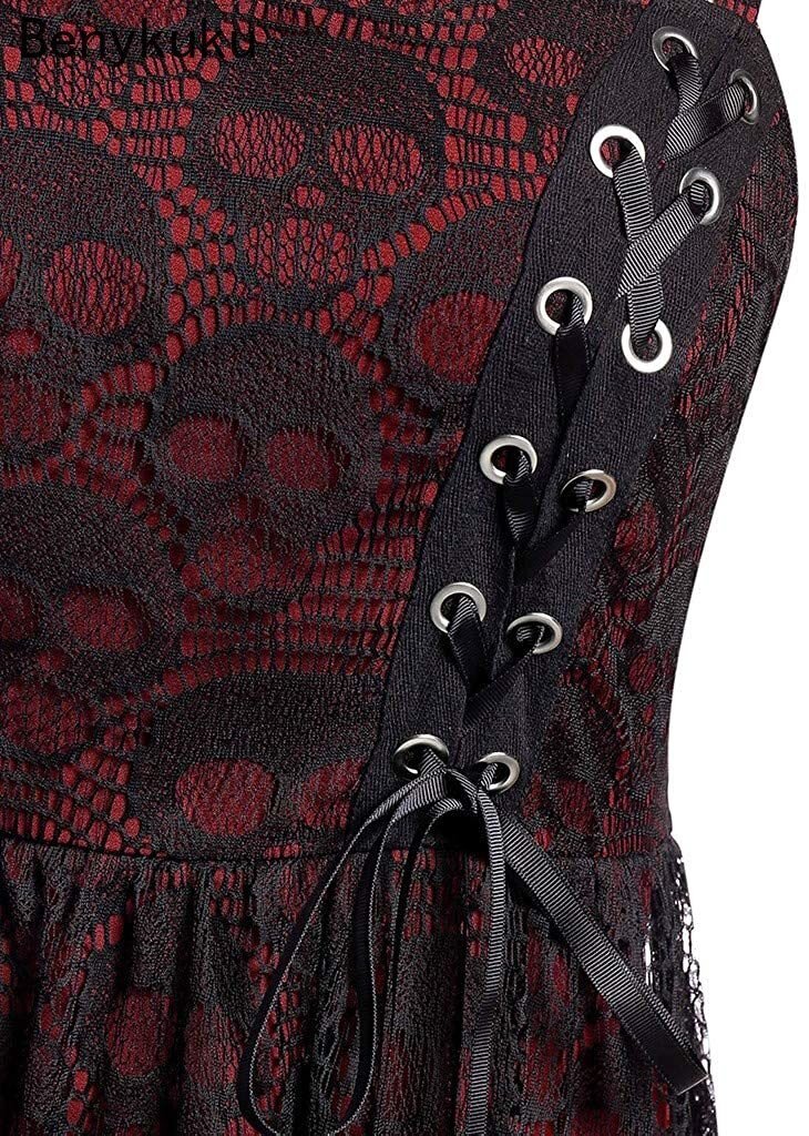 Burgundin Goottilainen Vintage-Mekko