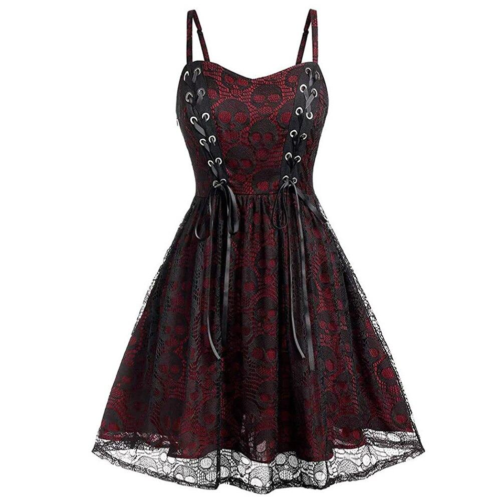 Burgundin Goottilainen Vintage-Mekko