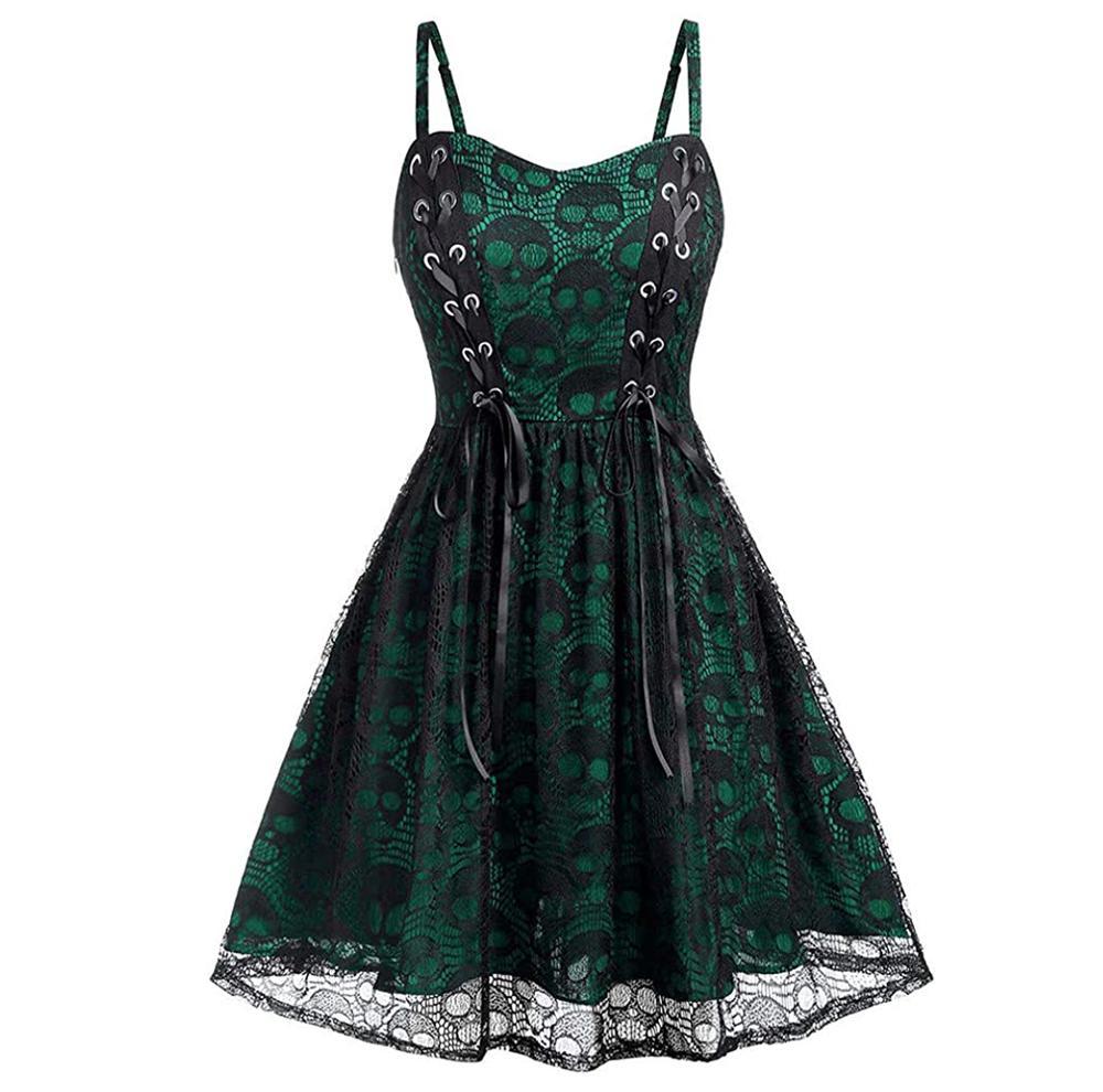 Vihreä Goottilainen Vintage-Mekko