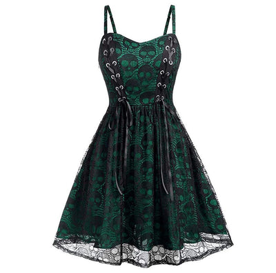 Vihreä Goottilainen Vintage-Mekko