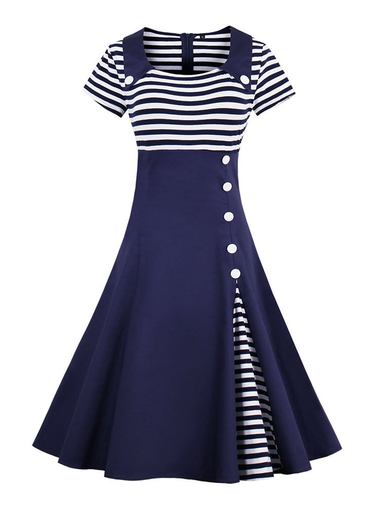 Vintage Plus Size 50s Mekko Sininen