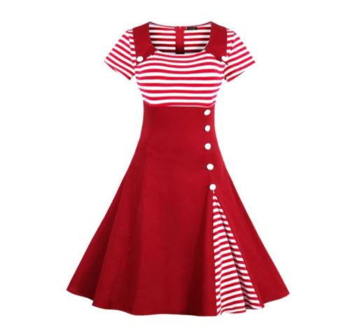 Vintage Plus-Kokoinen 50-Luvun Punainen Mekko