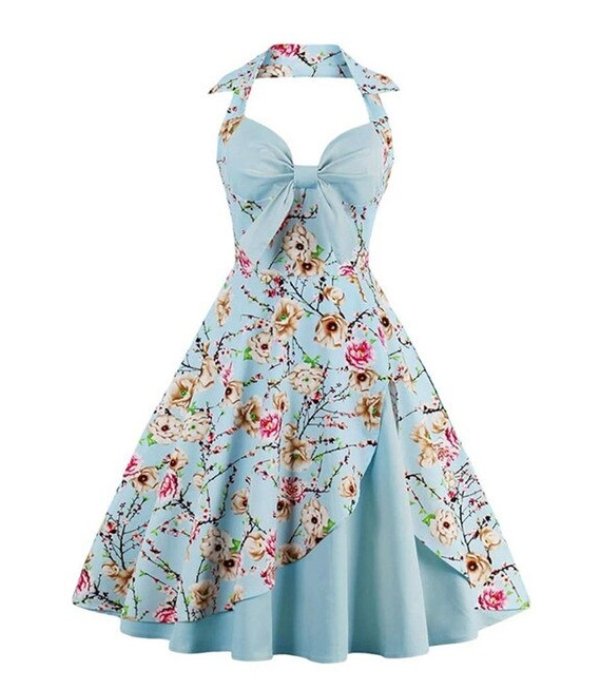 Vintage Mekko Plus Size Beige Blue Flowers