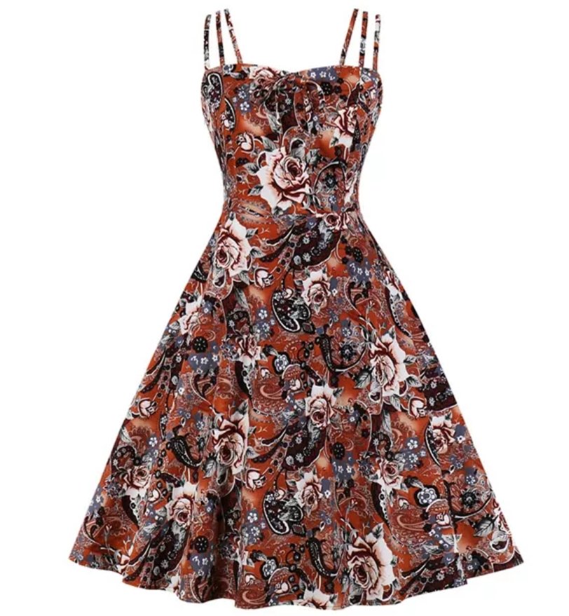 Vintage Plus Size -Mekko, Valkoinen Kahvi