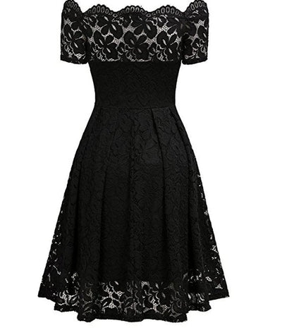 Vintage Mekko Plus-Kokoinen Kirjonta Musta