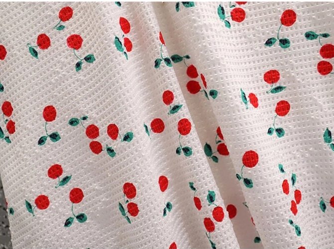 Vintage Plus-Kokoinen Kirsikkamekko, Valkoinen