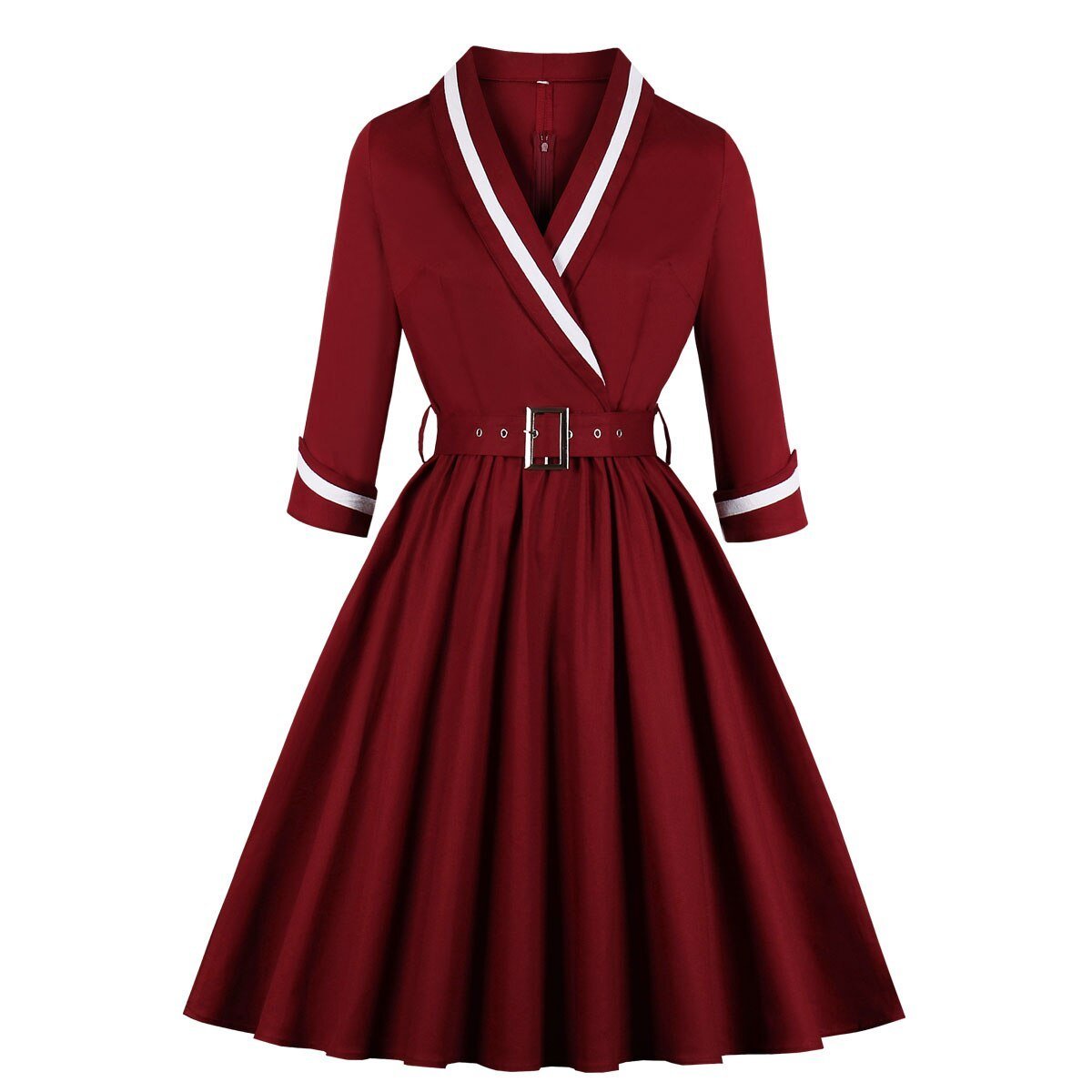Vintage Plus-Koon Punainen Mekko V-Kaula-Aukolla