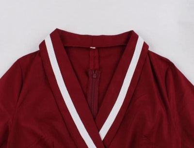 Vintage Plus-Koon Punainen Mekko V-Kaula-Aukolla